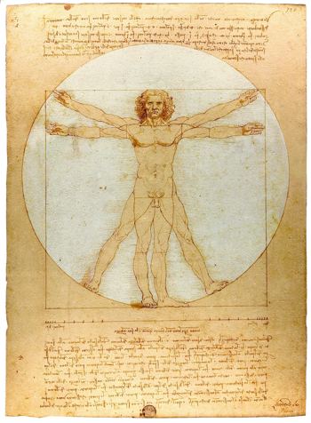 Leonardo da Vinci is famous for his illustration of the man inside the sphere. Part of the reason it is so often referenced is that it depects an approximation of the human lumonous field